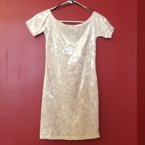 White Crushed Velvet Bodycon Dress